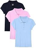 OHD 3 Pieces Girls Polo Uniform Shirts School Uniform for Girls Cotton Golf Short Sleeve Tshirts Aged 3T-14 Years