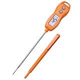 BRAPILOT Digital Meat Thermometer Backlight,Waterproof Instant Read Food Thermometer for Cooking Grilling BBQ Baking Liquids Beef Turkey (Orange)