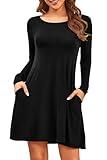 HiMONE Long Sleeve Dresses for Women Black Dress Casual Short T-Shirt Dresses