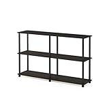 Furinno Turn-N-Tube 3-Tier Double Size Storage Display Rack, Espresso/Black, Plastic Pole 2 x 2