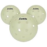 Franklin Sports Glow in The Dark Outdoor Pickleballs - Light Up Pickleball Balls for Nighttime Pickleball - Glow in The Dark Green Pickleball Balls - Charge in Indoor Light + Sunlight - 3 Pack