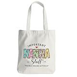 Grandma Gifts Nanna Tote Bag from Granddaughter Beach Bag Book Shopping Reusable Grocery Bags for Women Female Granny Nana Grandmother Birthday Mothers Day Christmas Anniversary Appreciation Gifts