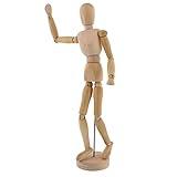 US Art Supply Wood 12" Artist Drawing Manikin Articulated Mannequin with Base and Flexible Body - Perfect for Drawing The Human Figure (12" Male)