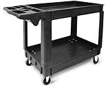 MaxWorks 80855 500-lb Utility Service PP Cart With Two Trays and Wheels 30 Inch X 16 Inch Overall Dimensions