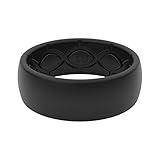 Groove Life Solid Black/Black Ring - Breathable Silicone Wedding Rings for Men, Lifetime Coverage, Unique Design, Comfort Fit Ring - Size 11