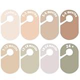 eoscasely Baby Closet Divider, Baby Wardrobe Organizer, Double-Sided Design, Nursery Decor Clothes Hanger Dividers for Sorting 8 Sizes from Newborn to 12+ Months (Earth stone)