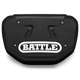 Battle Sports Football Back Plate – Hard Shell Lower Back Protector with Contoured Foam for High-Impact Protection - Adult, Black/White