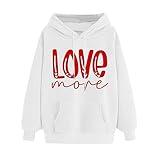 maisdgop Hoodies for Women 2025 Valentine's Day Heart Printed Sweatshirt Oversized Long Sleeve Drawstring Holiday Pullover