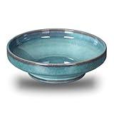 STE-CER Ceramic Fruit Bowl for Kitchen Counter,Decorative Pedestal Bowl for Table Countertop,Large Footed Serving Bowl,10.2 Inch (Blue)