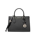 Michael Kors handbag for women Sheila satchel medium (Black With Gold Hardware)