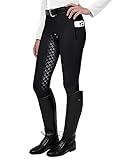 FitsT4 Sports Women's Full Seat Riding Tights Active Silicon Grip Horse Riding Tights Equestrian Breeches Black Size M