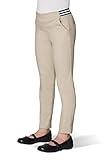 French Toast Girls' Big Pull On Skinny Fit Stretch Pants with Elastic Waist and Pockets, School Uniform for Kids, Khaki, 16