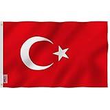 ANLEY Fly Breeze 3x5 Foot Turkey Flag - Vivid Color and Fade Proof - Canvas Header and Double Stitched - Turkish Flags Polyester with Brass Grommets 3 x 5 Ft