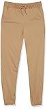 Nautica Boys' School Uniform Jogger Pants, Elastic Waistband with Drawstring Closure, Stretch Twill Fabric, Burnished Khaki/Warp Knit, 14-16