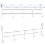 CroBlissful 2 Pcs 5 Hook Attachment for Wire Shelving 1.5 x 12 x 4 Inch Hanging Hooks Rack Wire Chrome Plated Steel Shelf Accessories Metal Hook Bars for Storage Display Organizer (White)