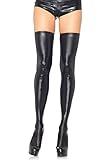 Leg Avenue womens Wet Look Thigh Highs adult exotic hosiery, Black, Small-Medium US