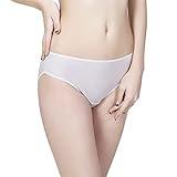 NMM Global Mulberry Silk Bikini Panties for Women, Ultra Breathable Underwear with 360 Stretch White, M