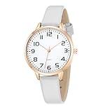TWOPTION Women's Dainty Analog Leather Dress Watch for Small Wrists, Ladies Waterproof Watches for Women, Reloj para Mujer (White-23#)