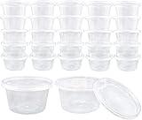 Augshy Small Slime Containers With Lids, 50 Pack Hawaiian Shaved Ice Mold Jello Shot Cups Condiment Containers Plastic Portion Cups with Lids for Salad Dressing Food Storage Containers (4 oz)