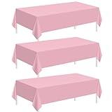 Childom 3 Pack Plastic Tablecloths for Rectangle Tables 54" x 108" Pink Disposable Table Cloths for 6 to 8 Foot Tables Indoor or Outdoor Parties Birthday Wedding Christmas Anniversary Buffet Table