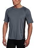 Kanu Surf Men's Standard Short Sleeve UPF 50 Swim Rash Guard Sun Shirt (Regular & Extended Sizes), Charcoal/Black, XX-Large