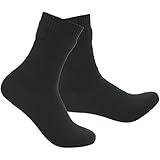 RANDY SUN Camping Socks Gadgets, Waterproof Basis Socks Men's Sports Crew Cut Golf Hiking Running Socks 1 Pair (Black,Medium)