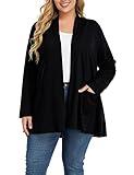 Long Plus Size Cardigans for Women Easy to Wear Open Front Clothing(Black, 3X)