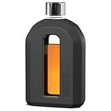 Delove Modern Glass Hip Flask with Silicone Sleeve- Small Portable Travel Liquor Flask- Clear Pocket Drinking Alcohol Flask for Men&Women- Wedding Party, Groomsman, Bridesmaid, Gift- 7.5oz/220ml,Black