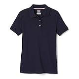 French Toast Girls Short Sleeve Picot Collar School Uniform (Standard And Plus) Polo Shirt, Navy, 14-16 US