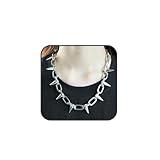 Quizzhe Silver Punk Spiked Chokers Necklaces Rivet Goth Necklaces Chokers with Spikes and Chain Streetwear jewelry Hard Rock Style Men Women Party Night Club Costume Accessories (Style2)