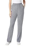 Woman Within Plus Size 7-Day Knit Straight Leg Pant Stretch Elastic Waist Petite & Tall - 2X, Medium Heather Grey