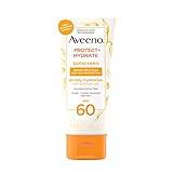 Aveeno Protect + Hydrate Moisturizing Body Sunscreen Lotion with Broad Spectrum SPF 60 & Prebiotic Oat, Weightless & Refreshing Feel, Paraben-Free, Oil-Free, Oxybenzone-Free, 3.0 fl. Oz