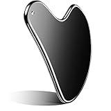 Nuanchu Stainless Steel Gua Sha Facial Tools Guasha for Face Metal Gua Sha Tighten Skin Massage Guasha Beauty Tool for Body Eyes Neck Massager with Travel Pouch Skin Care Gifts (Black)