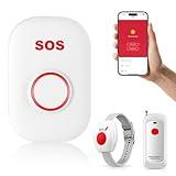 Life Alert Systems for Seniors No Monthly Fee Wi-Fi APP Control Elderly Alarm Call Button Caregiver Pager for 1 Call Button 1 Watch Button 1 Receiver(Only Supports 2.4GHz Wi-Fi) (Rectangular Pager)