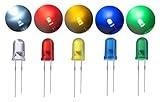 California JOS 50 PCS Colorful 5mm LED Light Diodes, LED Circuit Assorted Kit for Science Project Experiment (10pieces/Color)