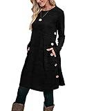 OFEEFAN Sweater Dresses for Women Tunics for Women to Wear with Leggings Black XL