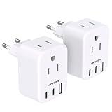 European Travel Plug Adapter for International, HANYCONY Italy Spain Power Adapter 2 Outlets 2 USB C Ports, Type C Adapter Travel Cruise Essentials for US to Most Europe France Germany EU, 2 Pack