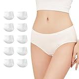 YOUNGTIME Disposable Underwear for Women,100% Cotton Wide Hip Disposable Panties for Travel Hotel Spa Hospital Stays Emergencies,Soft & Breathable Briefs Panties,10 Packs,S White