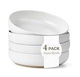 Gencywe 8.3" Pasta Bowls Set of 4, 34 oz Ceramic Salad Bowls, White Serving Plate, Wide and Shallow Bowl for for Fruits, Noodle, Dinner, Housewarming Wedding Christmas Dishwasher and Microwave Safe