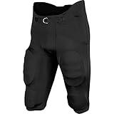 CHAMPRO Boys' Terminator 2 Integrated Youth Football Pants with Built-in Pads, Black, Small
