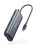 Anker Laptop Docking Station, 8-in-1 USB-C Hub, 4K Dual Monitor USB C Adapter with 2 HDMI, 1 Gbps Ethernet USB Hub, 100W Power Delivery, SD Card Reader for MacBook Pro, XPS and More