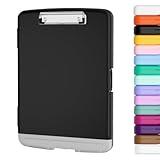 Piasoenc Clipboard with Storage, 8.5 x 11 Organization Box with Pen Holder and A4 Legal Paper Folder, Folio & Side-Opening, Low Profile Clip,for Nurses,Teachers, Size 14 x 9.6 x 1.2 in, Black