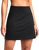 SANTINY 16" Skorts for Women with 2 Pockets High Waisted A Line Pickleball Golf Skort Casual Athletic Tennis Skirt (Black_M)