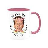 YZLFHO You're My National Treasure Coffee Mug, Lovely Gifts Mug For Father's Day, Mother's Day Birthday, Christmas, Anniversary, Valentine's Day Gifts Mug 11 oz White + Pink Ceramic Coffee Cup