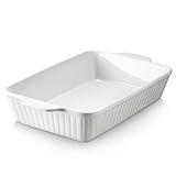 DOWAN Casserole Dish, 9x13 Ceramic Baking Dish, Large Lasagna Pan Deep for Oven, 4.2 Quarts Baking Pan with Handles, Oven Safe and Durable Bakeware for Lasagna, Home Decor, Christmas Gift, White