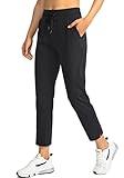 Soothfeel Women's Pants with 4 Pockets 7/8 Stretch High Waisted Sweatpants Travel Athletic Work Golf Pants for Women(Black, Medium)
