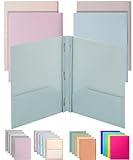 Mr. Pen- Plastic Folders with Pockets and Prong, 5 Pack, Muted Pastel Colors, Pocket Folders, File Fasteners, 2 Folder, Two