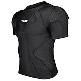 HAIYUE Men's Padded Compression Shirt Football Shoulder Pads & Rib Protector - Chest Guard for Adult/Youth Baseball Softball Rugby Basketball Protective Gear Black