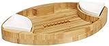 Prairie Collections Football Shaped Bamboo Serving Tray (10" x 16" x 2.5”) Includes 2 Dip Trays - Large Chip Serving Dish for Parties