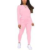 Nimsruc Two Piece Outfits For Women Jogging Suit Sweatsuits Sets Casual Matching Athletic Clothing Fashion Tracksuit Pink M